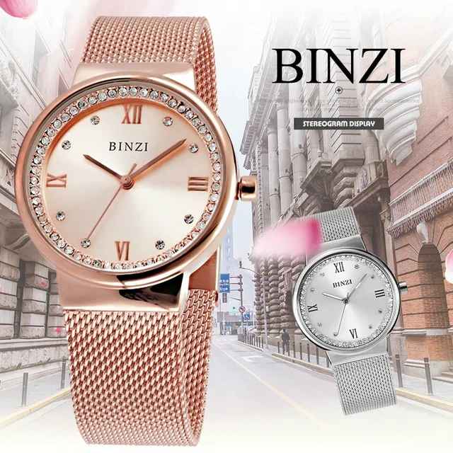 

BINZI Women Watches Luxury Brand Quartz Watches Female Clock Rose Wristwatch Gift Relogio Feminino reloj mujer Fashion Casual