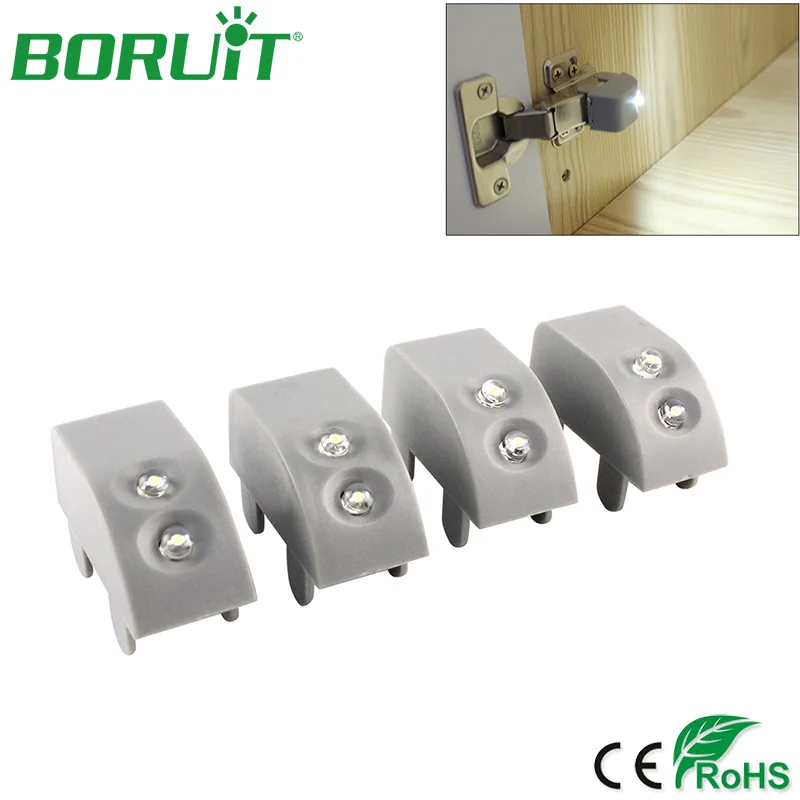 BORUiT 4 قطعة/الوحدة LED إضاءة الخزانات محس حركة اللاسلكية خزانة دولاب ضوء تحت الكابين للمطبخ غرفة نوم أضواء ليلية