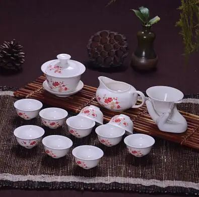 Travel Tea Sets Chinese Portable Ceramic Bone China teaset Gaiwan Teacup Porcelain Tea Cup The Kung Fu Teapot Set 14 Pcs