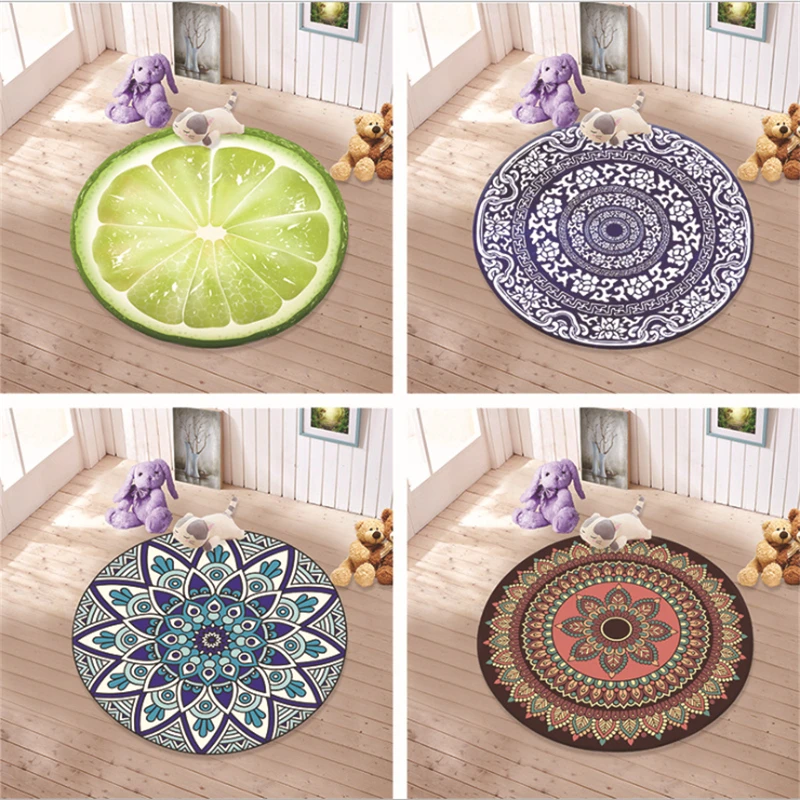 AOVOLL Round Area Rug for Living Room Decor Modern Cartoon Round Carpet Living Room Non-Slip Bath Mat Bedroom Rugs Floor Mats