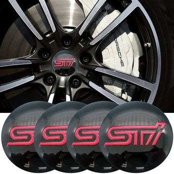 4pc 56mm STI logo Stickers Auto Car Wheel Center Hub Caps sticker For Subaru STI Legacy Forester Outback Rally WRX WRC Impreza airspeed for subaru levorg xv sti forester wrx impreza accessories sti led cup coaster acrylic cup holder interior decoration
