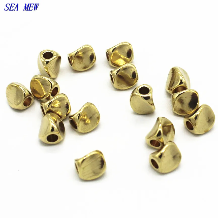

SEA MEW 100 PCS 5mm Metal Raw Brass Spacer Beads Hole Beads Nepal Twisted Beads For Jewelry Making DIY Components
