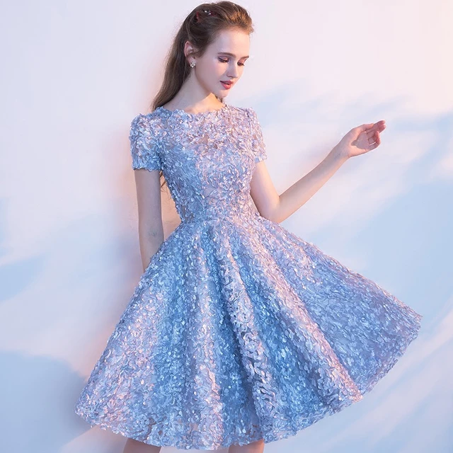 Lady Junior Princess Embroidery Light Champagne Prom Party Dress