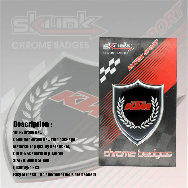 KTM FUEL TANK EMBLEM GENUINE OEM / MOTORCYCLE TANK BADGES DECAL EMBLEM