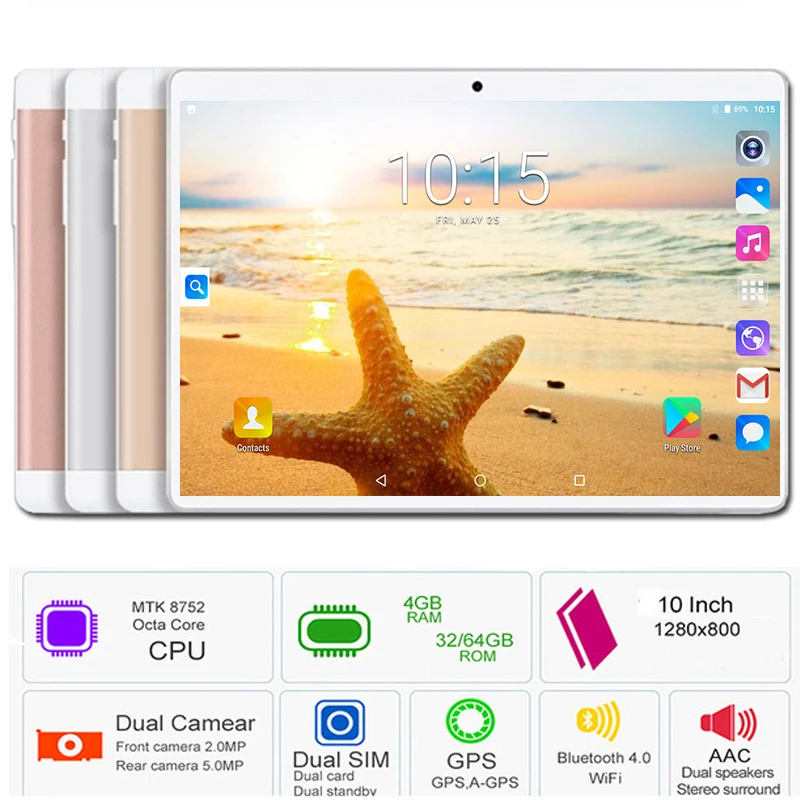 10 inch tablet Octa Core 4GB RAM 64GB ROM Android 8.0 3G 4G FDD LTE Unlocked Dual SIMs Wifi Bluetooth GPS Tablet 10 10.1 + Gift