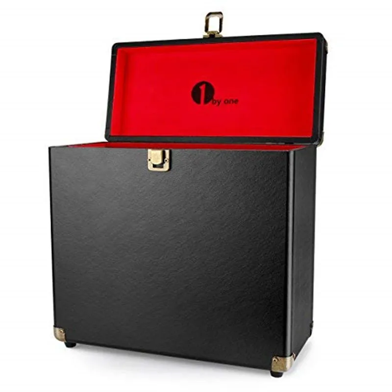 1byone Vinyl Record Storage Case for 30 Albums Suit case Portable