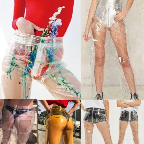 

New Women High Waist Slim High Fashion Chic Sexy Transparent Pants Stretchy Loose Pants See through Trousers