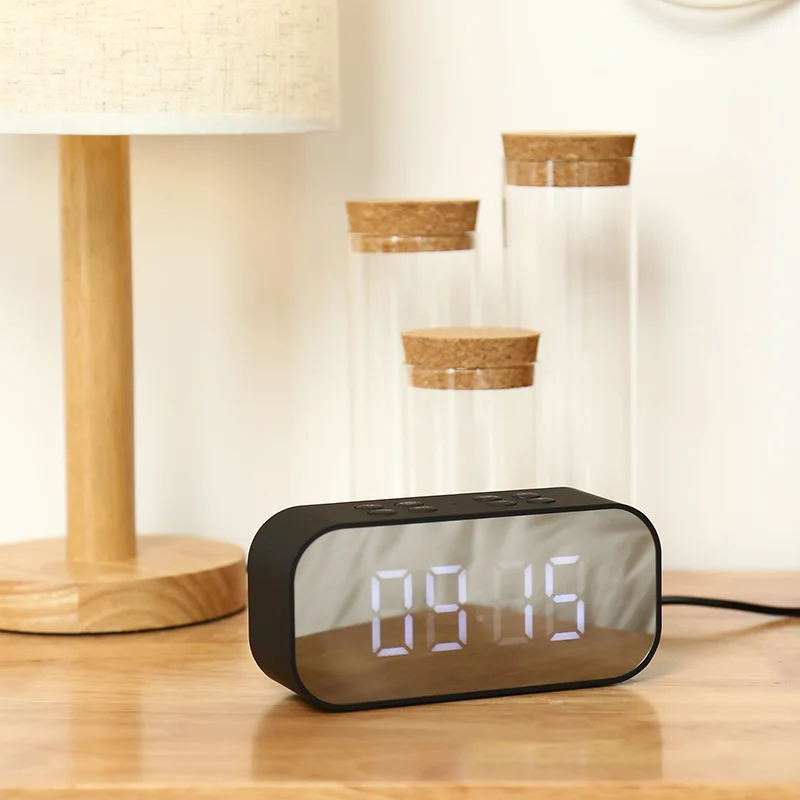 

LED Alarm Clock Speaker Wireless Bluetooth Column Portable Stereo Hifi Subwoofer Support TF AUX USB Sound