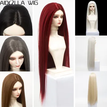 BJD/SD Doll Wigs Hair Long Straight White Khaki Grey Brown Black Hair for 1/6 1/4 1/3 Doll Heat Resisitant Synthetic Fiber 20cm brunette blonde coffee black brown natural color curly doll wigs hair for 1 3 1 4 1 6 bjd sd doll diy
