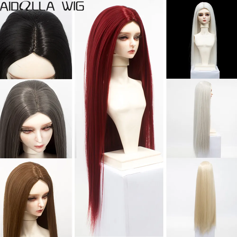 Длинные прямые волосы BJD/SD для кукол белые хаки серые коричневые черные 1/6 1/4 1/3