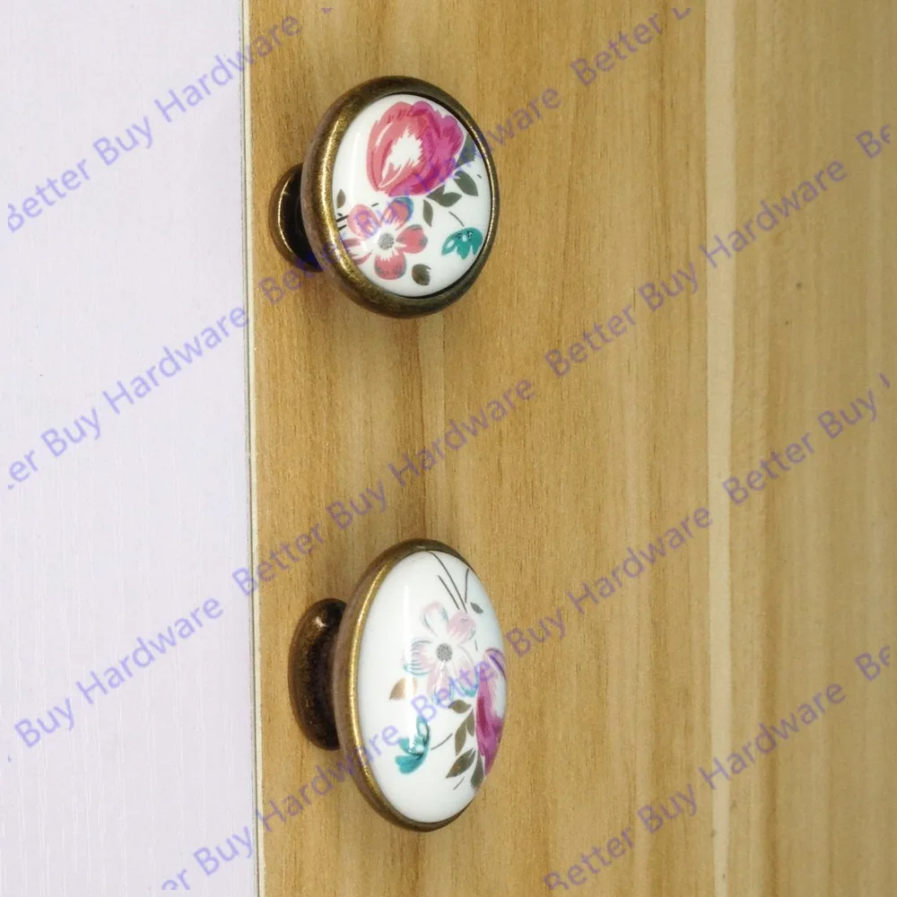 Vintage Ceramic Zinc alloy antique brass knob knob drawer pulls