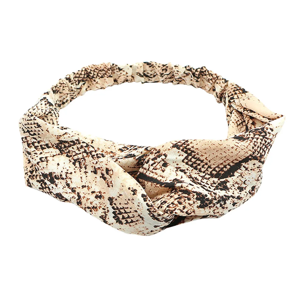 

2019 New Fashion Women Girls Snake Print Headband Elegant Headbands lady's Cross Knot Headwear Head Wrap Hair Accessories