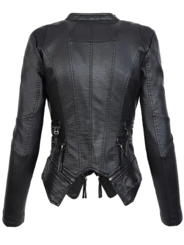 Мотоциклетная куртка, популярная женская зимняя Осенняя черная модная мотоциклетная куртка, верхняя одежда из искусственной кожи PU, Готическая куртка из искусственной кожи c