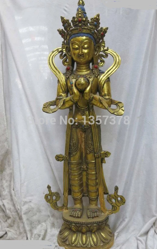 

shitou 00390 29' China Tibet bronze gold Buddhism orbs Kwan-yin Tara buddha Sculpture Statue