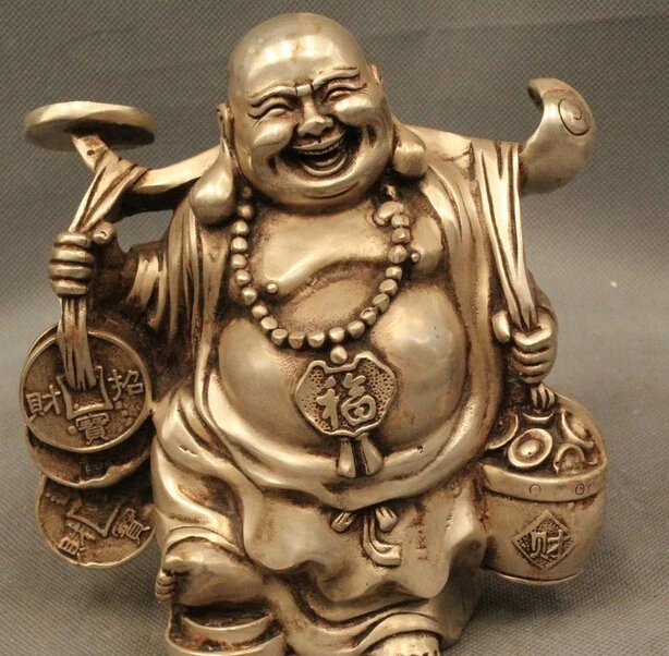 

Details about 6" China Chinese Fengshui Silver Rich Happy Laugh Maitreya Buddha Statue R0715 (B0328)