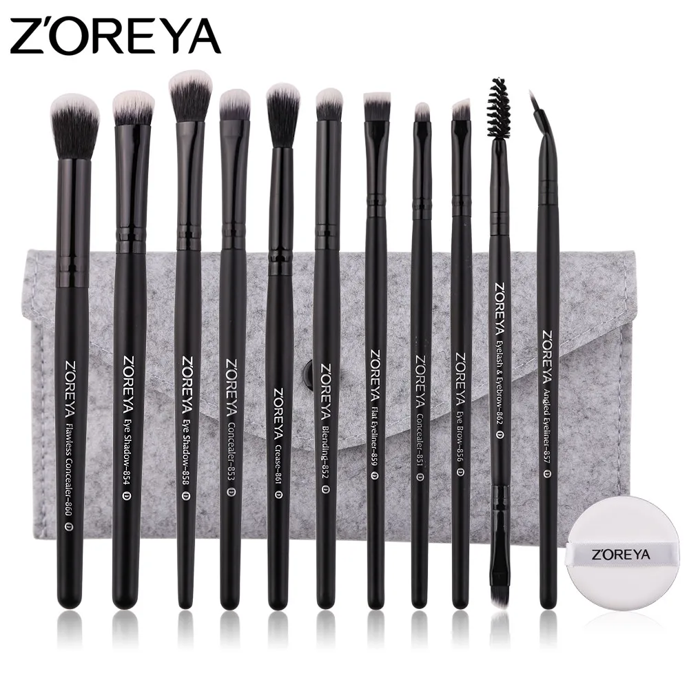 

ZOREYA Make Up Brushes For Eye 11pcs Professional Brush Set With Buckle Bag And Air Cushion Puff New Arrival