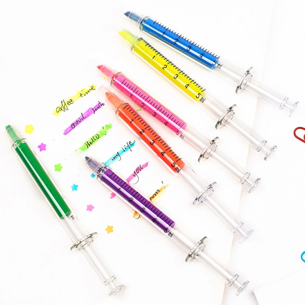 

1pcs new highlighter pen marker needle ball pen writing learning color random student stationery art painting