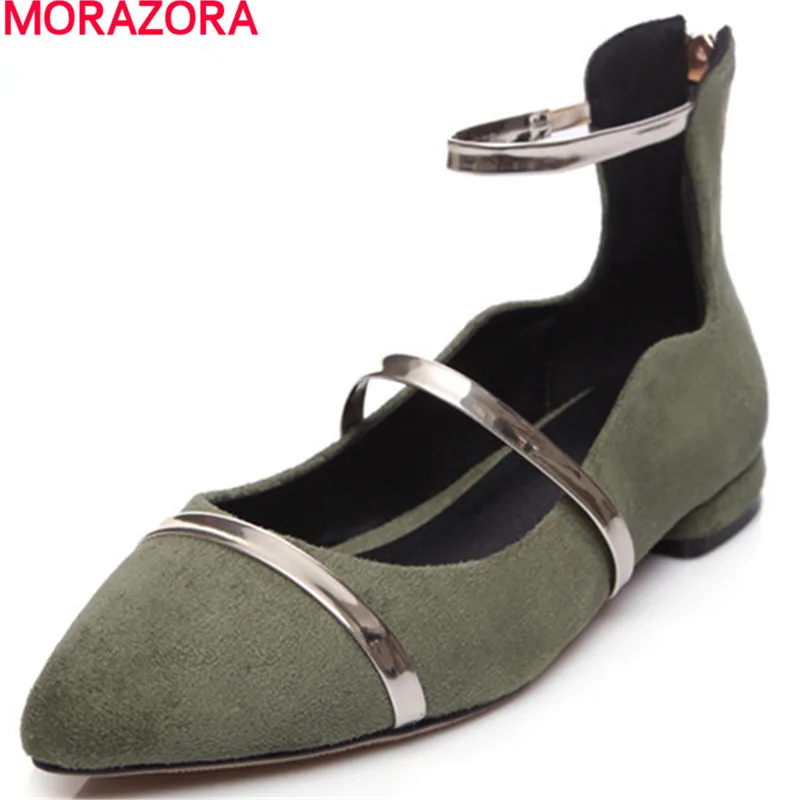 

MORAZORA new arrive fashion lady flock summer single shoes fashion women pumps shallow pointed toe high heels shoes