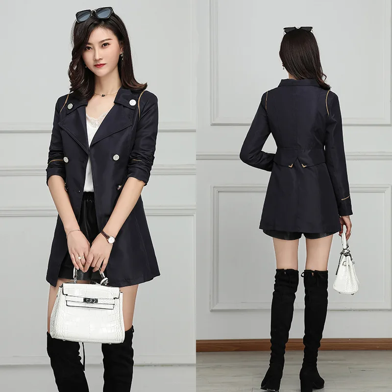 

2019 New windbreaker coat female long coat for women leisure fashion windbreaker coat