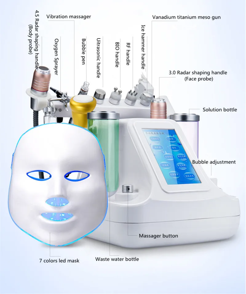 11 в 1 вакуумное очищающее средство для лица массажное Гидра дермабразия Аква пилинг вода кислородная струя кожи лифтинг косметический аппарат для лица
