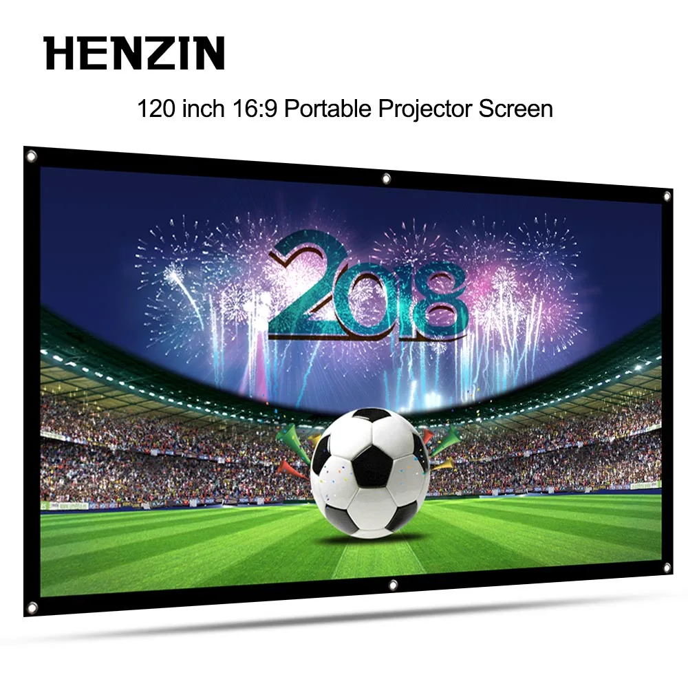 

120 Inch 16:9 Portable Projector Screen Simple Foldable Projection Screen Front & Rear Polyester For Home Theater & Outdoor Use