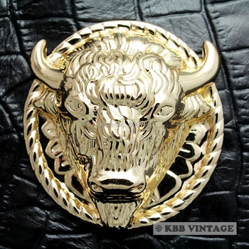 

(KB101) 10pc 2" Buffalo Head Conchos Leathercraft Screwback Concho Gold