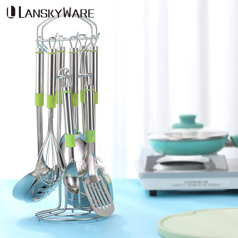 Multifunction Kitchen Tools Set With Holder Stainless Steel Kitchen Cooking Utensils Set Ladle Spatula Kitchenware Set
