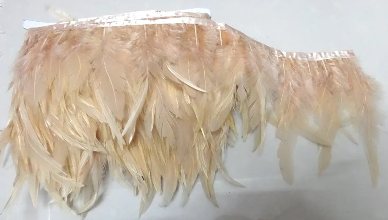 

Free Shipping 10Meters/lot Ivory Rooster Hackle Feather Trims 15-20cm width Saddle Feather Ribbons Chicken Feather trimming