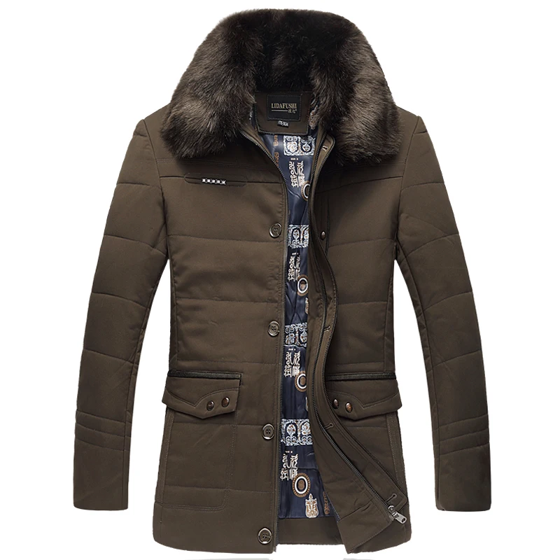 

2016 New Autumn and Winter style men cotton padded clothes business casual fertilizer increased Big hair collar cotton padded