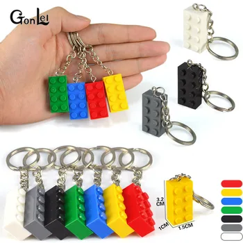 

NEW 20Pcs Mixed Colors 2X4 Bricks Heart-shaped Keychain Keyring DIY Educational Building MOC Blocks Figures Toy Kids Best gifts