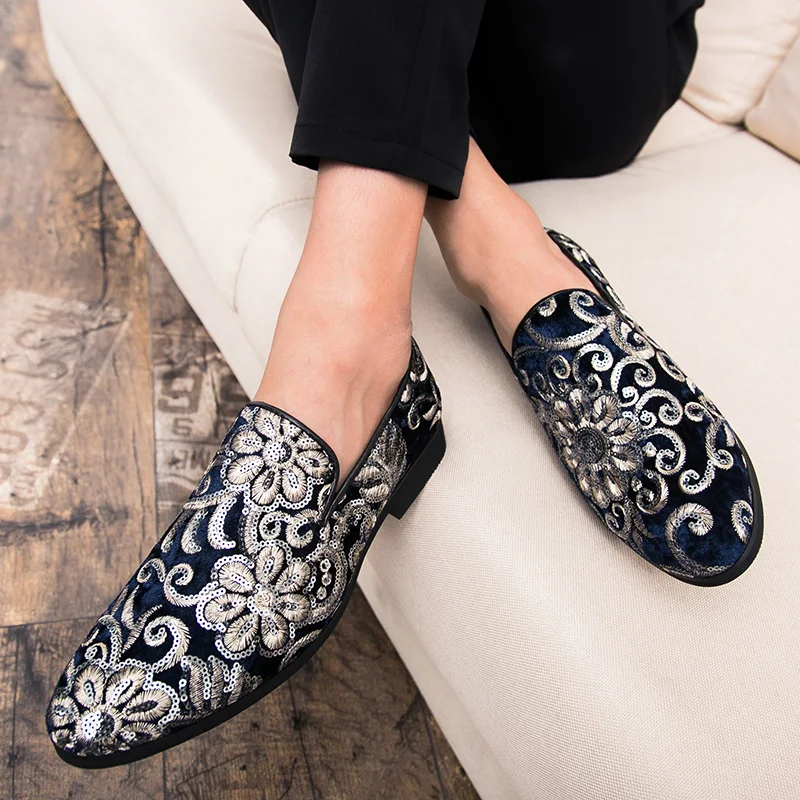 designer flowers men shoes luxury brand italian floral slip on ballroom dance male footwear wedding evening dress oxford shoes (7)