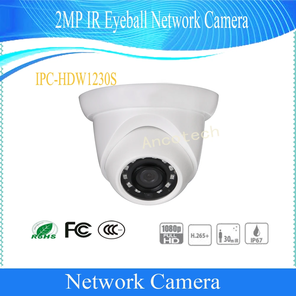 

DAHUA Free Shipping Security IP Camera 2MP Day/Night 1080P Surveillance IR Eyeball Network Camera With POE IP67 DH-IPC-HDW1230S