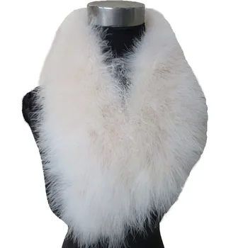 

Women's Real Ostrich Feather Fur Female Winter Wrap Scarf 70 cm*14 cm Creamy White Fashion