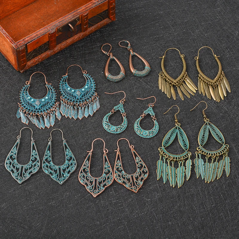 

Ethnic Tribe Geometric Drop Earrings for Women Bronze Vintage Statement Earrings Dangle Earrings Boho Ear Women's Earrings Gift