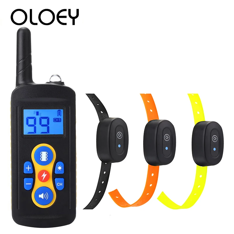 

T-600 Stop Barking Dog Training Collar Remote Control with 3 Receivers Waterproof Rechargeable Training Dog Shock Collar 800M