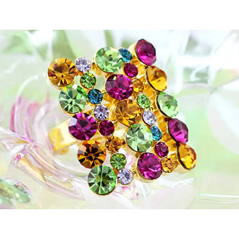 Разноцветное кольцо с австрийским кристаллом CSR075|austrian crystal|ring crystalring queen |