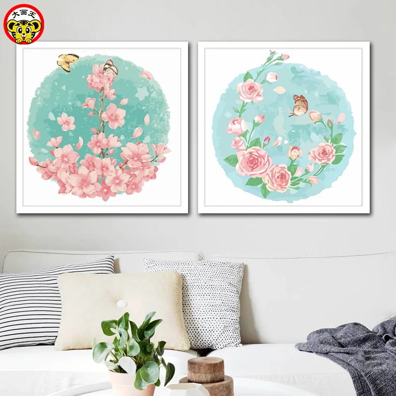 

painting by numbers art paint by number Diy spend a good moon round background wall fill color hand-painted decorative