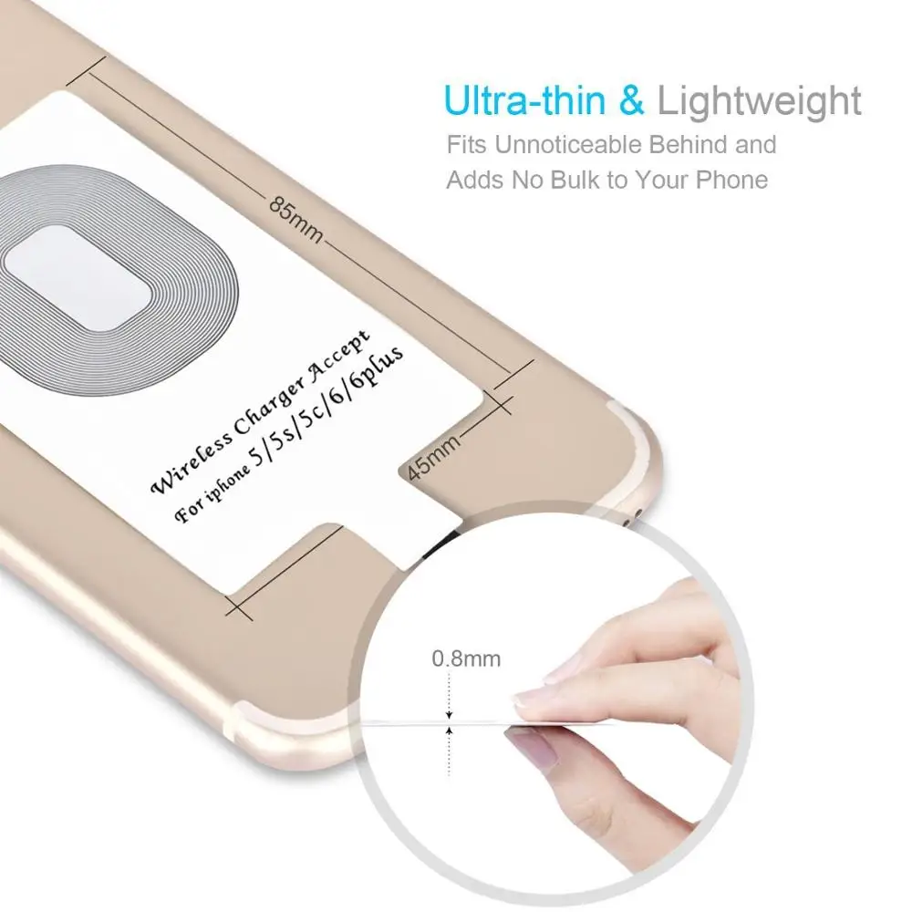 Protefeuille универсальное Qi Беспроводное зарядное устройство приемник для iPhone 5S, SE 6 7 Plus Android зарядное устройство адаптер Pad Индуктивные аксессуары