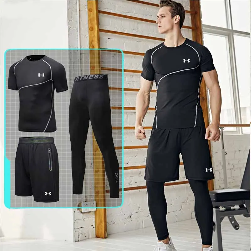 

Under Armour men sports suits training jacket 2-3pieces ropa deportiva hombre outdoor gym breathable sportswear China size M-4XL