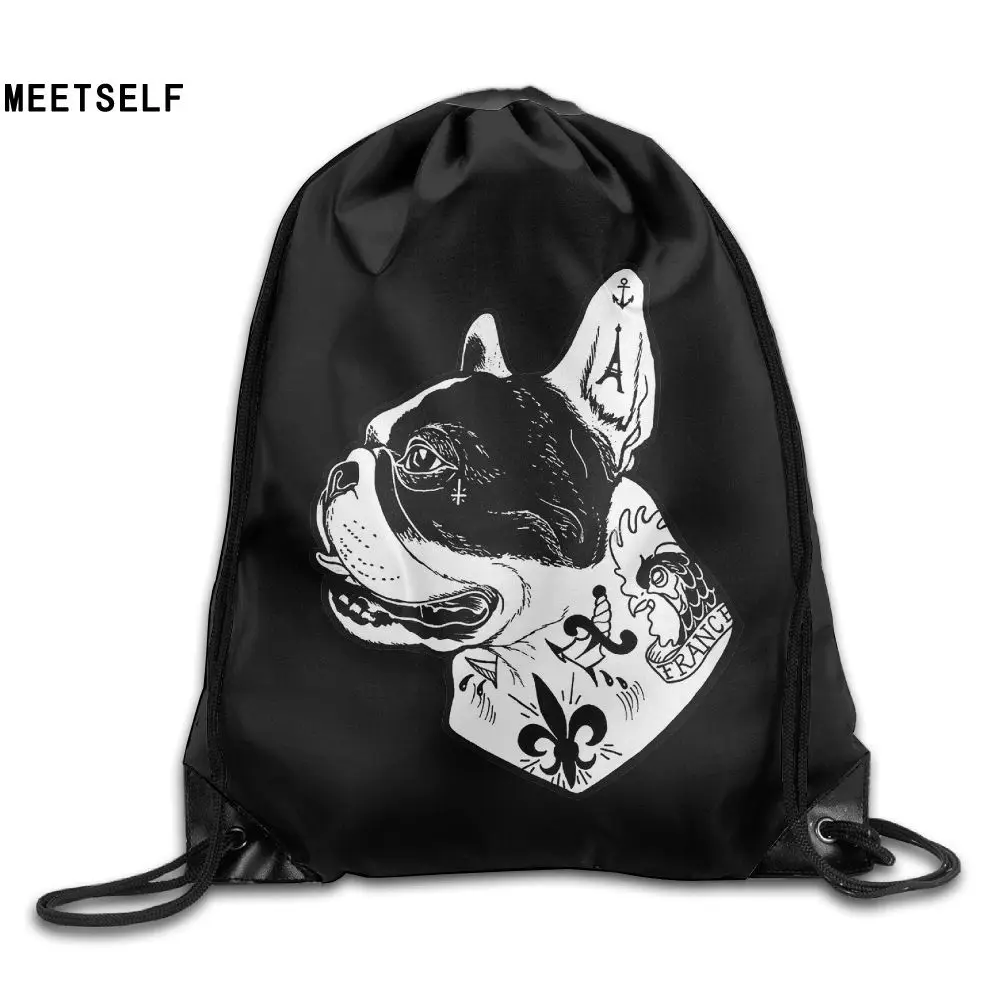 

SAMCUSTOM french bulldog 3D Print Shoulders Bag Fabric Backpack men and women Port Drawstring Travel Shoes Dust Storage Bags