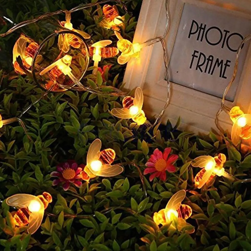

20/30/50Leds Solar Power Honey Bee LED Light String Outdoor Garden Lamp Waterproof Lights Chain Christmas Party Decoration