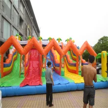 attractive inflatable trampoline bouncers inflatable slide playground YLW-184