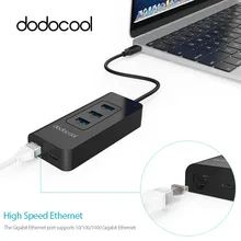 Dodocool USB-C 3,1 до 3 Порты и разъёмы USB 3,0 концентратор 10/100/1000 Мбит/с RJ45 Gigabit Ethernet проводной сетевой карты адаптер для Windows, Mac