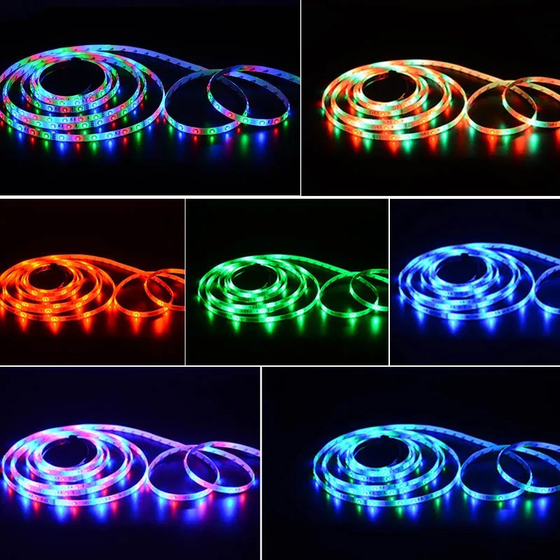 Горячая RGB Светодиодная лента 3528 Гибкая полоса света DC12V 5 м 300led + 24key ИК пульт