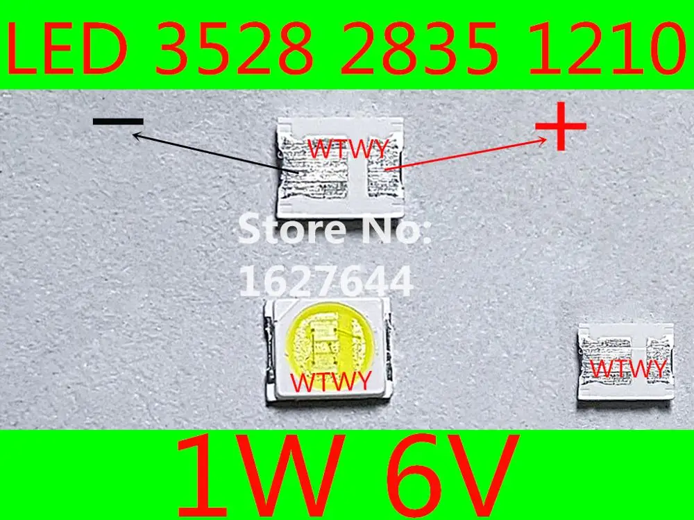100 шт. светодиодный светильник jufei 3528 2835 1210 светодиодный ТВ ПОДСВЕТКА Высокая мощность 1 Вт 6 в светодиодный подсветка холодный белый Светодиодный ЖК-Телевизор подсветка приложения