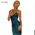 Save 1.76 on 2017 summer Sequined dress deep v-neck backless dress for woman gold sequin party club cocktail nightclub short dresses hot