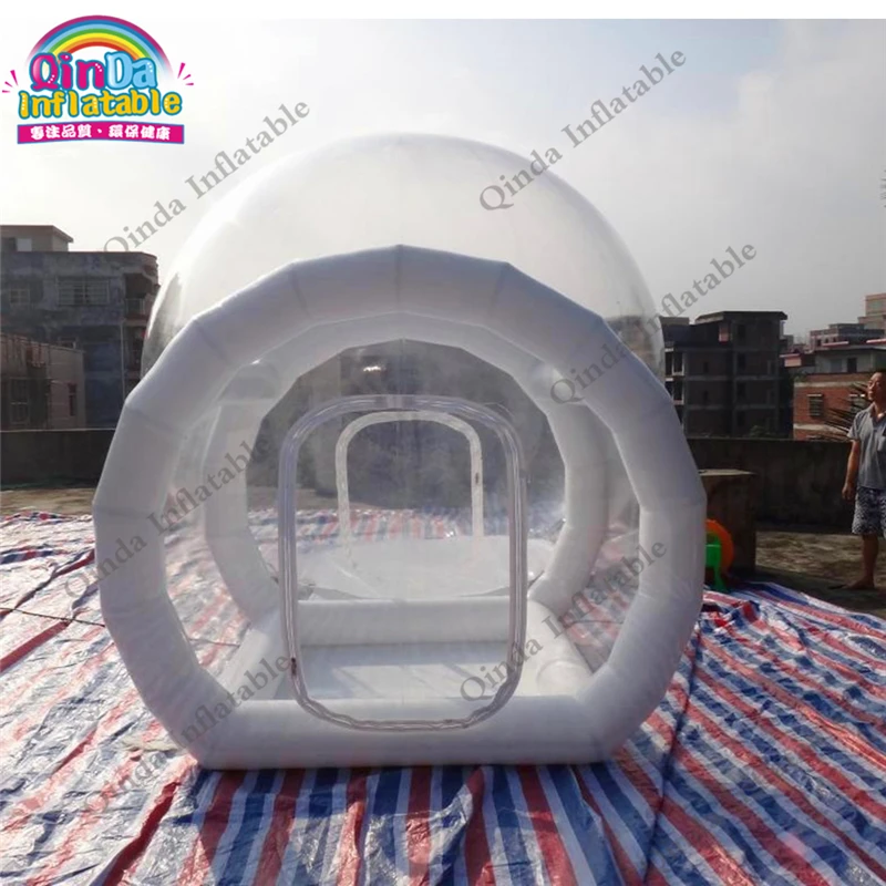 3m Diameter Inflatable Transparebt Camping Tent,0.6mm Pvc Inflatable Air Bubble Tent With Frame Tube Entrance 3
