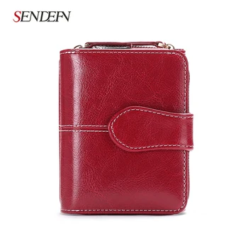 

Sendefn New Wallet Women Purse Brand Coin Purse Zipper Wallet Female Short Wallet Women Split Leather Small Purse