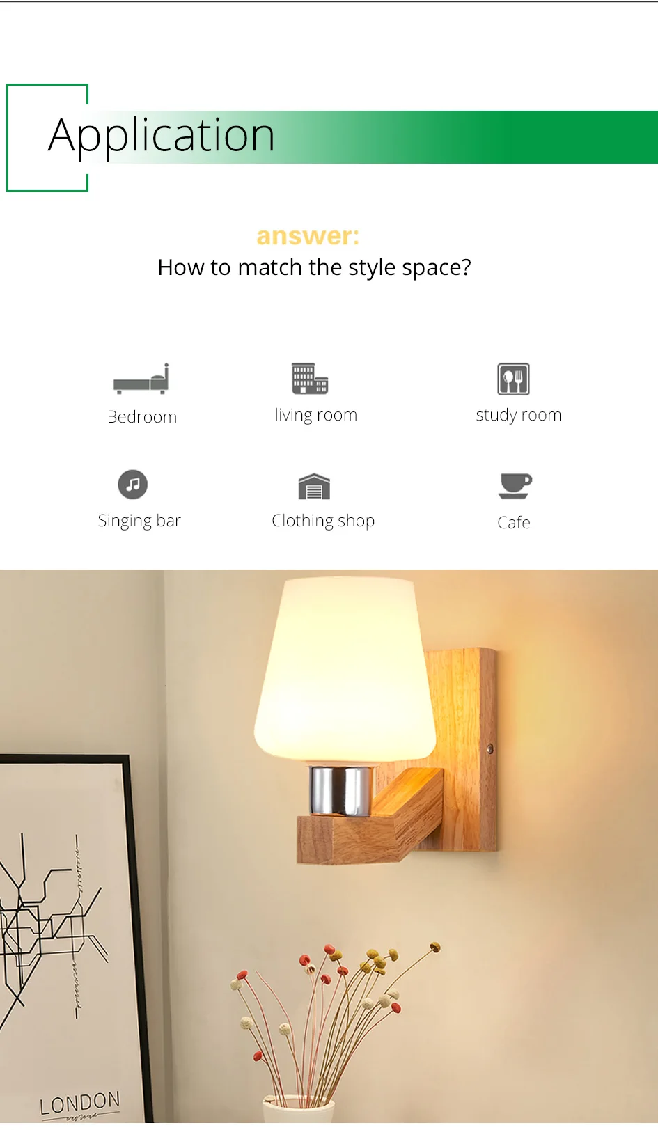 E27 Bulb LED Wall Lamps Sconce Home Hotel Bed room living Corridor Gallery Lighting Modern Nordic Wood Glass Decorative Light (15)