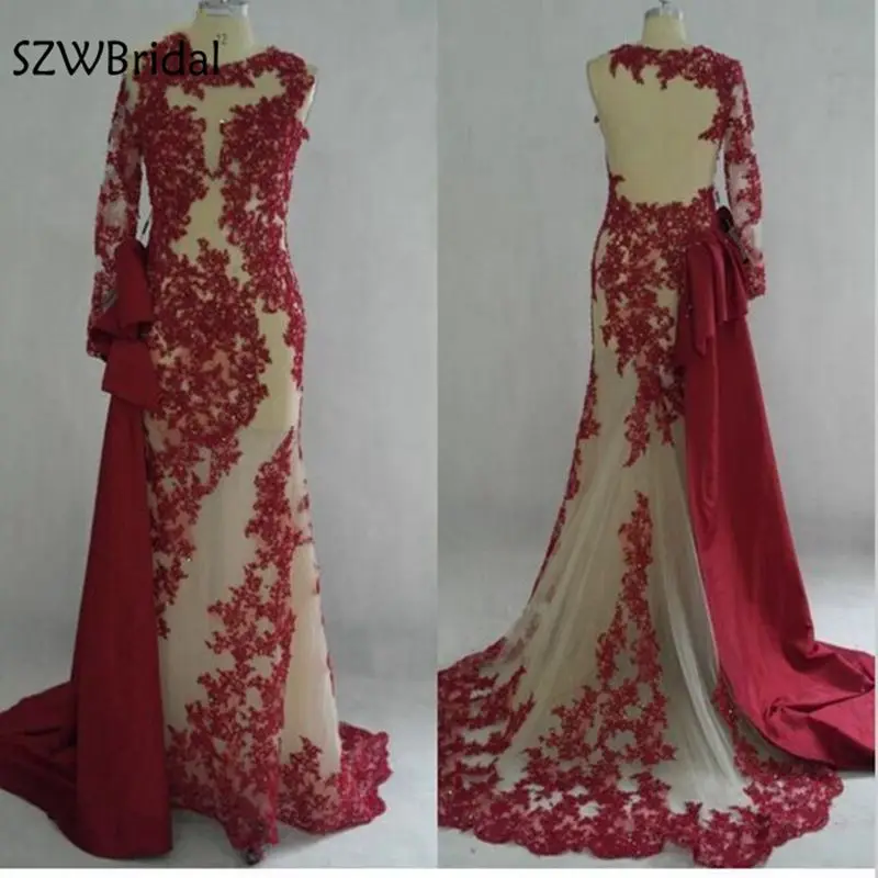 

Vestido de festa Appliques Lace Beaded Caftan Evening dresses 2019 Saudi Arabia Evening gowns Plus size Vestidos de festa